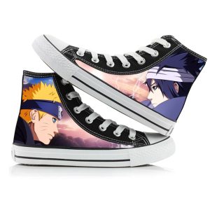 Naruto vs Sasuke High Top Converse Shoes