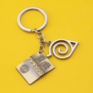 Naruto Keychain Kakashi Book & Konoha Symbol